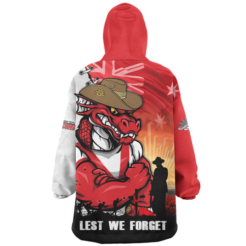 St. George Illawarra Dragons Snug Hoodie Anzac Day Lest We Forget Silent Dawn