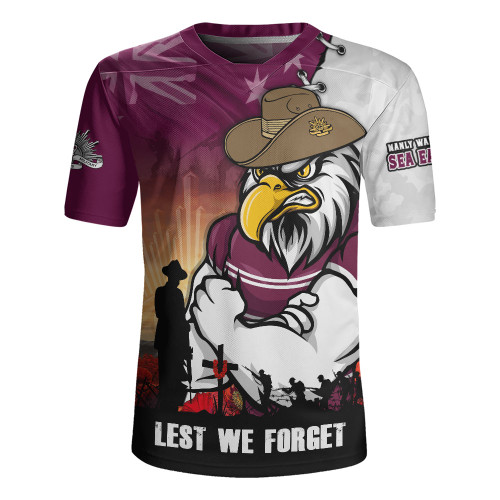 Manly Warringah Sea Eagles Rugby Jersey Anzac Day Lest We Forget Silent Dawn