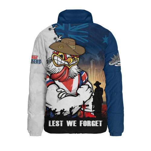 Sydney Roosters Padded Jacket Anzac Day Lest We Forget Silent Dawn