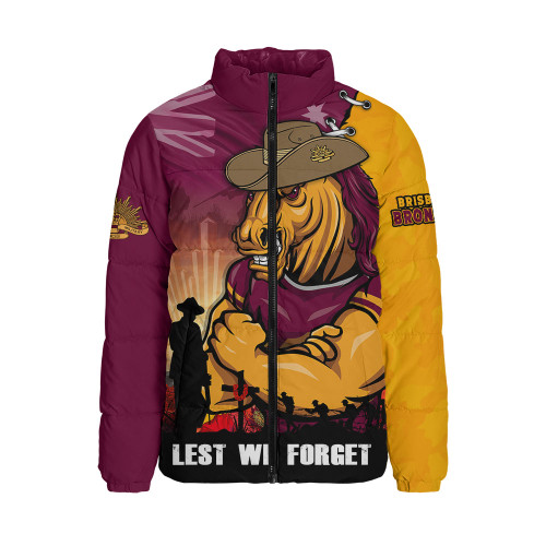 Brisbane Broncos Padded Jacket Anzac Day Lest We Forget Silent Dawn