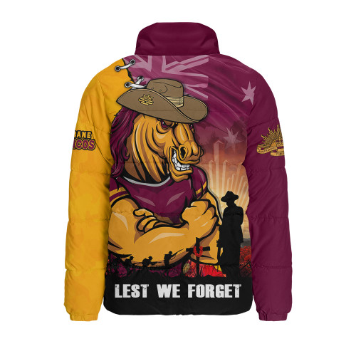 Brisbane Broncos Padded Jacket Anzac Day Lest We Forget Silent Dawn