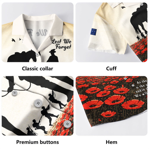 Australia Hawaiian Shirt Lest We Forget Light Horse Dawn Field