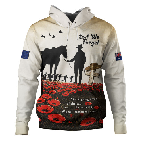 Australia Hoodie Lest We Forget Light Horse Dawn Field