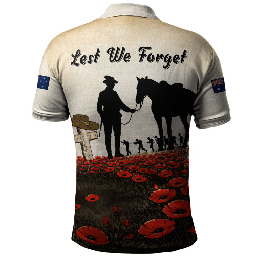 Australia Polo Shirt Lest We Forget Light Horse Dawn Field