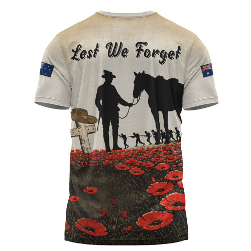 Australia T-Shirt Lest We Forget Light Horse Dawn Field