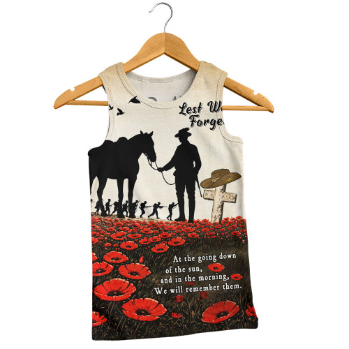 Australia Men Singlet Lest We Forget Light Horse Dawn Field
