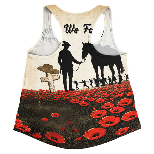 Australia Women Racerback Singlet Lest We Forget Light Horse Dawn Field