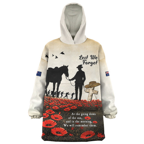 Australia Snug Hoodie Lest We Forget Light Horse Dawn Field