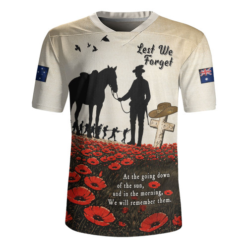 Australia Rugby Jersey Lest We Forget Light Horse Dawn Field