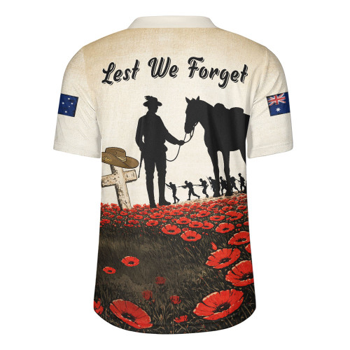Australia Rugby Jersey Lest We Forget Light Horse Dawn Field