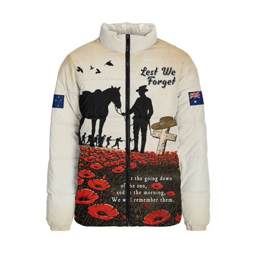 Australia Padded Jacket Lest We Forget Light Horse Dawn Field