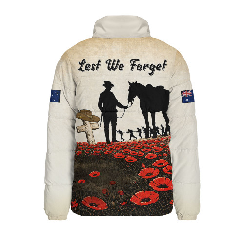 Australia Padded Jacket Lest We Forget Light Horse Dawn Field