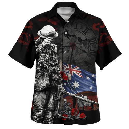 Australia Hawaiian Shirt Anzac Day Silent Dawn Spirit Of Remembrance