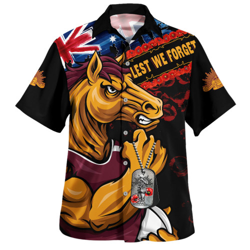 Brisbane Broncos Hawaiian Shirt Anzac Remembrance Of The Fallen