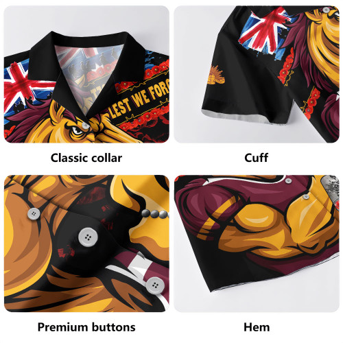 Brisbane Broncos Hawaiian Shirt Anzac Remembrance Of The Fallen