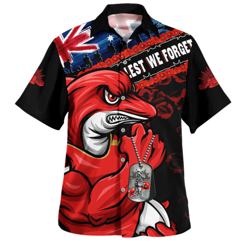 Redcliffe Dolphins Hawaiian Shirt Anzac Remembrance Of The Fallen