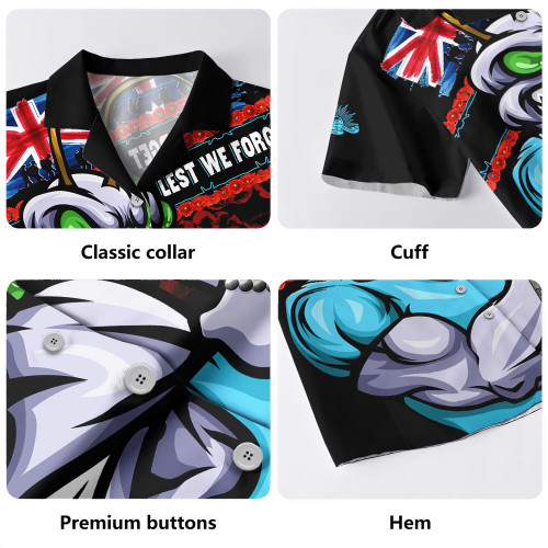 New South Wales Blues Hawaiian Shirt Anzac Remembrance Of The Fallen