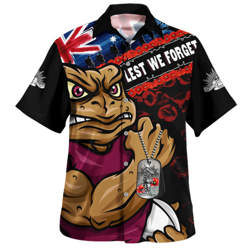 Queensland Maroons Hawaiian Shirt Anzac Remembrance Of The Fallen