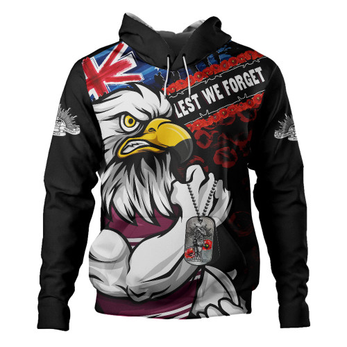 Manly Warringah Sea Eagles Hoodie Anzac Remembrance Of The Fallen