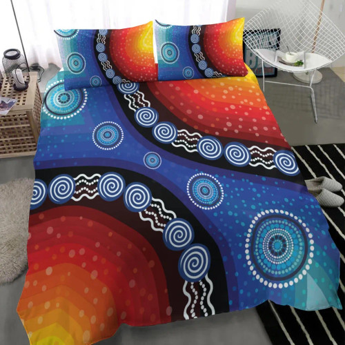 Australia Bedding Set - Aboriginal Color Dot Painting Australia Bedding Set - Aboriginal Color Dot Painting