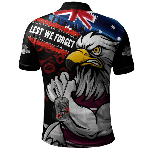 Manly Warringah Sea Eagles Polo Shirt Anzac Remembrance Of The Fallen