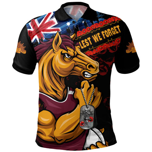 Brisbane Broncos Polo Shirt Anzac Remembrance Of The Fallen