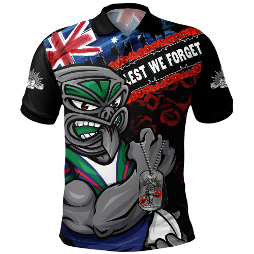 New Zealand Warriors Polo Shirt Anzac Remembrance Of The Fallen