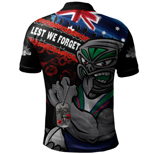 New Zealand Warriors Polo Shirt Anzac Remembrance Of The Fallen
