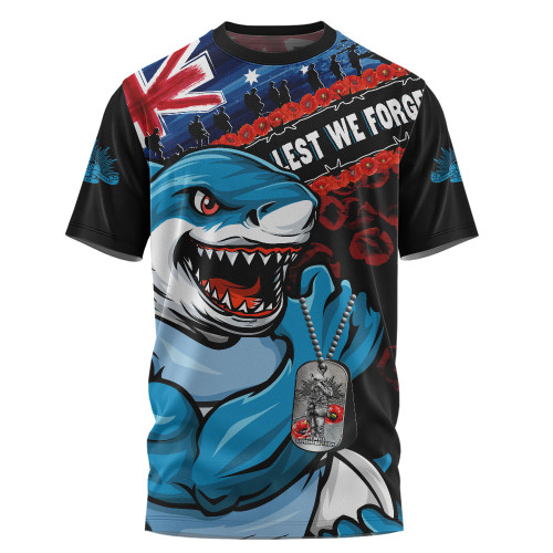 Cronulla-Sutherland Sharks T-Shirt Anzac Remembrance Of The Fallen