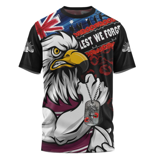 Manly Warringah Sea Eagles T-Shirt Anzac Remembrance Of The Fallen