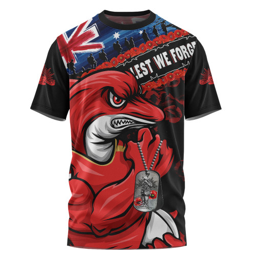 Redcliffe Dolphins T-Shirt Anzac Remembrance Of The Fallen
