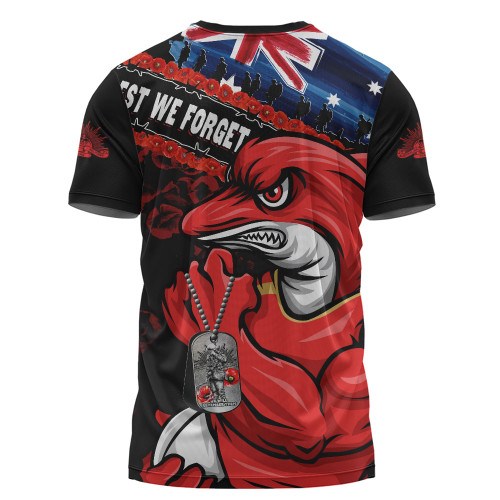 Redcliffe Dolphins T-Shirt Anzac Remembrance Of The Fallen