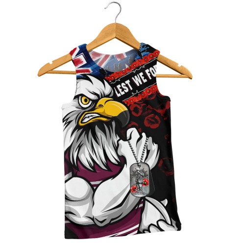 Manly Warringah Sea Eagles Men Singlet Anzac Remembrance Of The Fallen