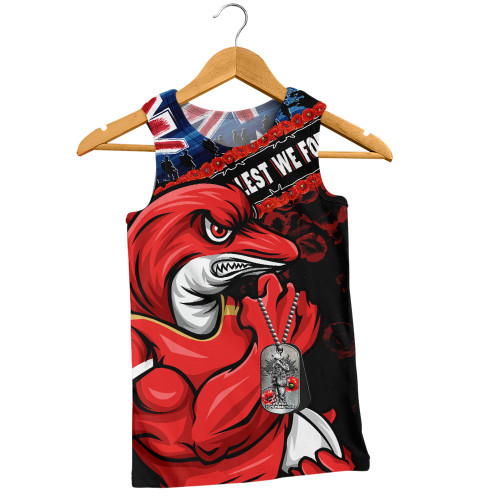 Redcliffe Dolphins Men Singlet Anzac Remembrance Of The Fallen