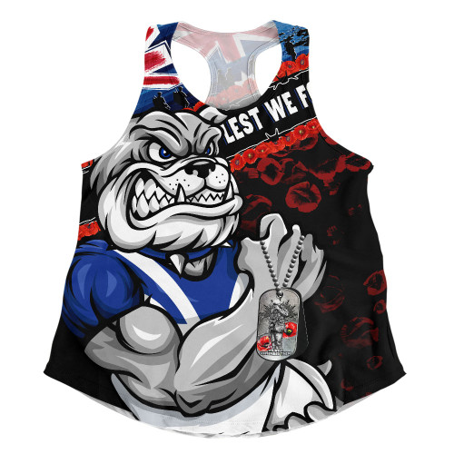 Canterbury-Bankstown Bulldogs Women Racerback Singlet Anzac Remembrance Of The Fallen