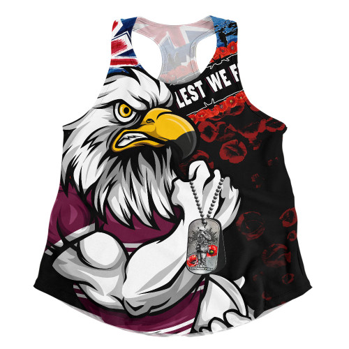 Manly Warringah Sea Eagles Women Racerback Singlet Anzac Remembrance Of The Fallen