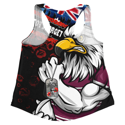 Manly Warringah Sea Eagles Women Racerback Singlet Anzac Remembrance Of The Fallen