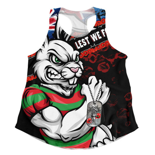 South Sydney Rabbitohs Women Racerback Singlet Anzac Remembrance Of The Fallen