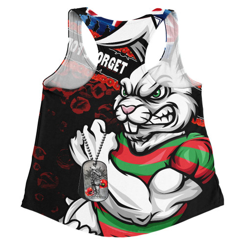 South Sydney Rabbitohs Women Racerback Singlet Anzac Remembrance Of The Fallen