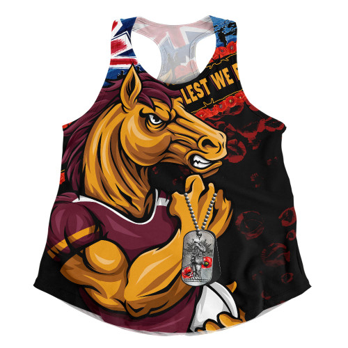 Brisbane Broncos Women Racerback Singlet Anzac Remembrance Of The Fallen