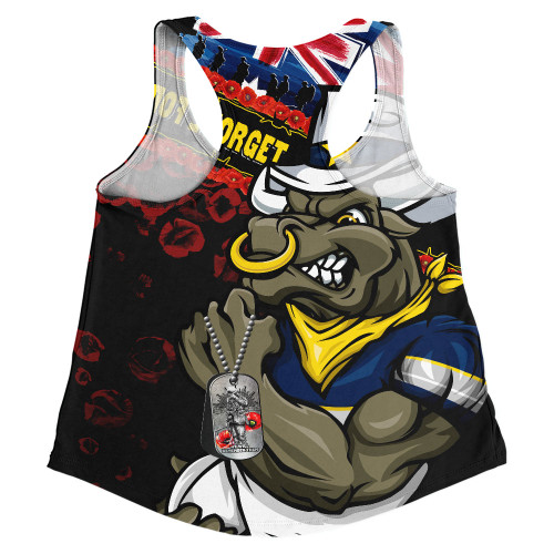North Queensland Cowboys Women Racerback Singlet Anzac Remembrance Of The Fallen