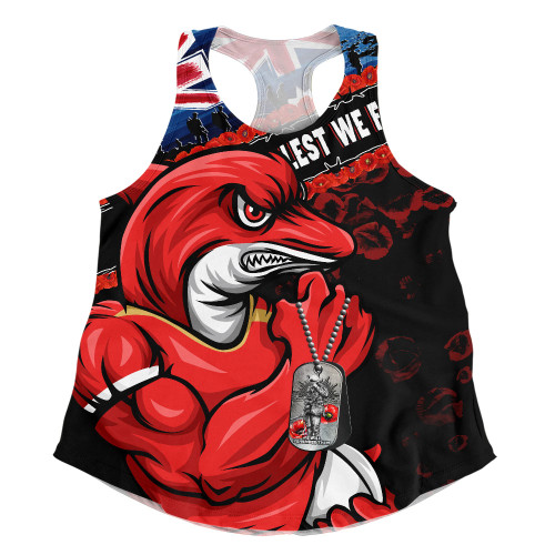Redcliffe Dolphins Women Racerback Singlet Anzac Remembrance Of The Fallen