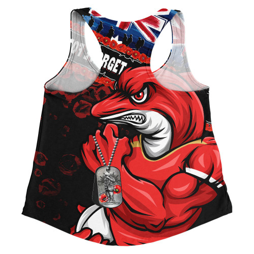 Redcliffe Dolphins Women Racerback Singlet Anzac Remembrance Of The Fallen