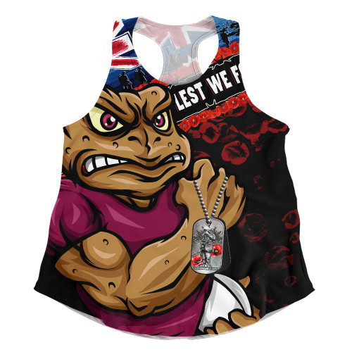 Queensland Maroons Women Racerback Singlet Anzac Remembrance Of The Fallen