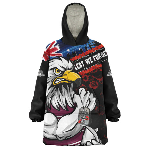 Manly Warringah Sea Eagles Snug Hoodie Anzac Remembrance Of The Fallen