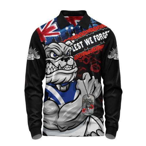 Canterbury-Bankstown Bulldogs Long Sleeve Polo Shirt Anzac Remembrance Of The Fallen