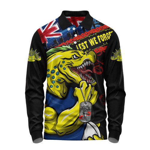 Parramatta Eels Long Sleeve Polo Shirt Anzac Remembrance Of The Fallen