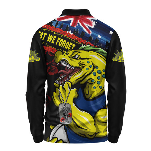 Parramatta Eels Long Sleeve Polo Shirt Anzac Remembrance Of The Fallen