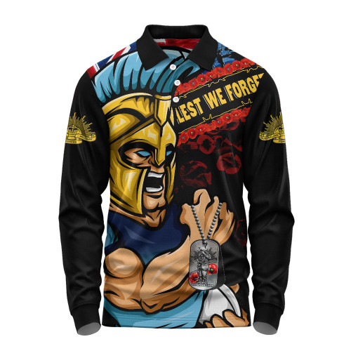Gold Coast Titans Long Sleeve Polo Shirt Anzac Remembrance Of The Fallen