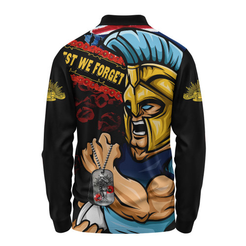 Gold Coast Titans Long Sleeve Polo Shirt Anzac Remembrance Of The Fallen